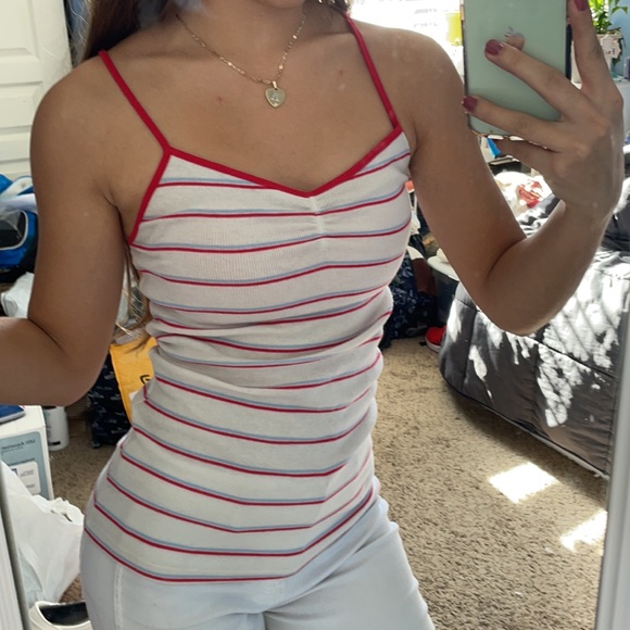 Red White and Blue Stripped Cinched Tank - Picture 3 of 5